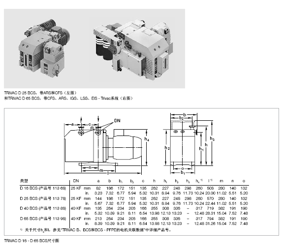 萊寶TRIVAC D-BCS雙級(jí)旋片真空泵尺寸圖