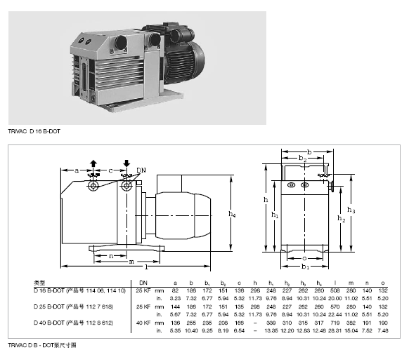 萊寶 D16B-DOT剎車液回路專用真空泵尺寸圖