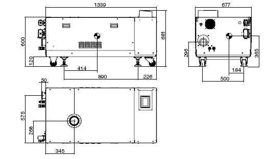 萊寶DRYVAC DV650i干式螺桿真空泵尺寸圖